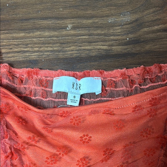 Red Sheer Puff Sleeve Top - Picture 2 of 3